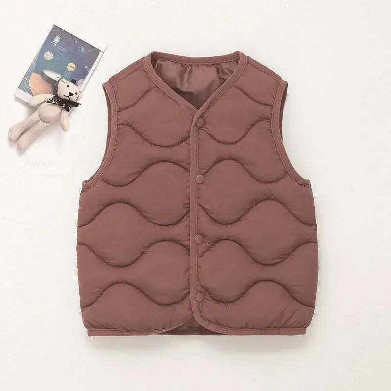 New Children Warm Cotton Vest Fashion Solid Boys Girls Baby Toddler Autumn Winter Waistcoats Casual Versatile Kids Clothing Tops