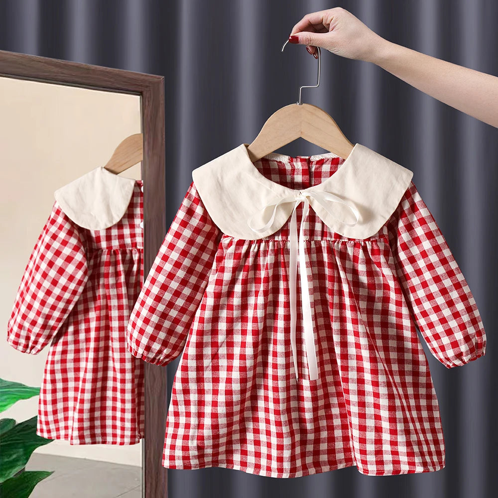 Spring baby girl clothes lace long sleeve dress costume for toddler girl baby birthday kids clothing straight long dresses dress