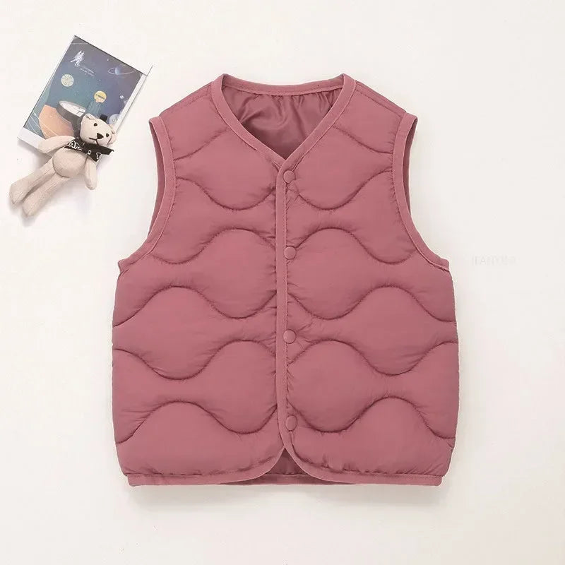 New Children Warm Cotton Vest Fashion Solid Boys Girls Baby Toddler Autumn Winter Waistcoats Casual Versatile Kids Clothing Tops